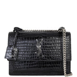 Saint Laurent Sunset Medium Croc-Embossed