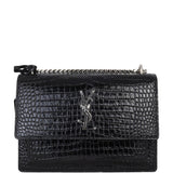 Saint Laurent Sunset Medium Croc-Embossed