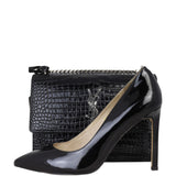 Saint Laurent Sunset Medium Croc-Embossed