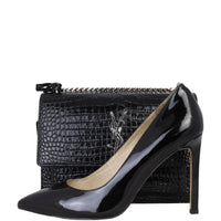 Saint Laurent Sunset Medium Croc-Embossed