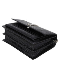 Saint Laurent Sunset Medium Croc-Embossed