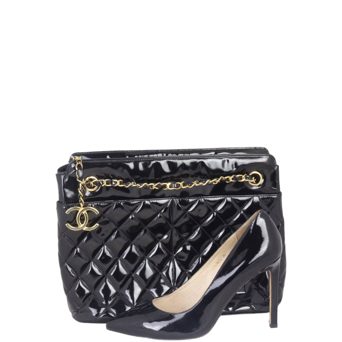 Chanel Vintage CC Quilted Tote Patent