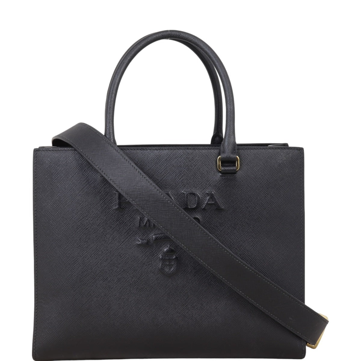 Prada Saffiano Embossed Logo Tote Medium