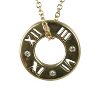 Tiffany & Co. Atlas Pierced Pendant 18k Yellow Gold Diamond Necklace
