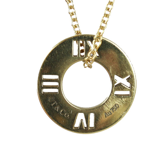 Tiffany & Co. Atlas Pierced Pendant 18k Yellow Gold Diamond Necklace