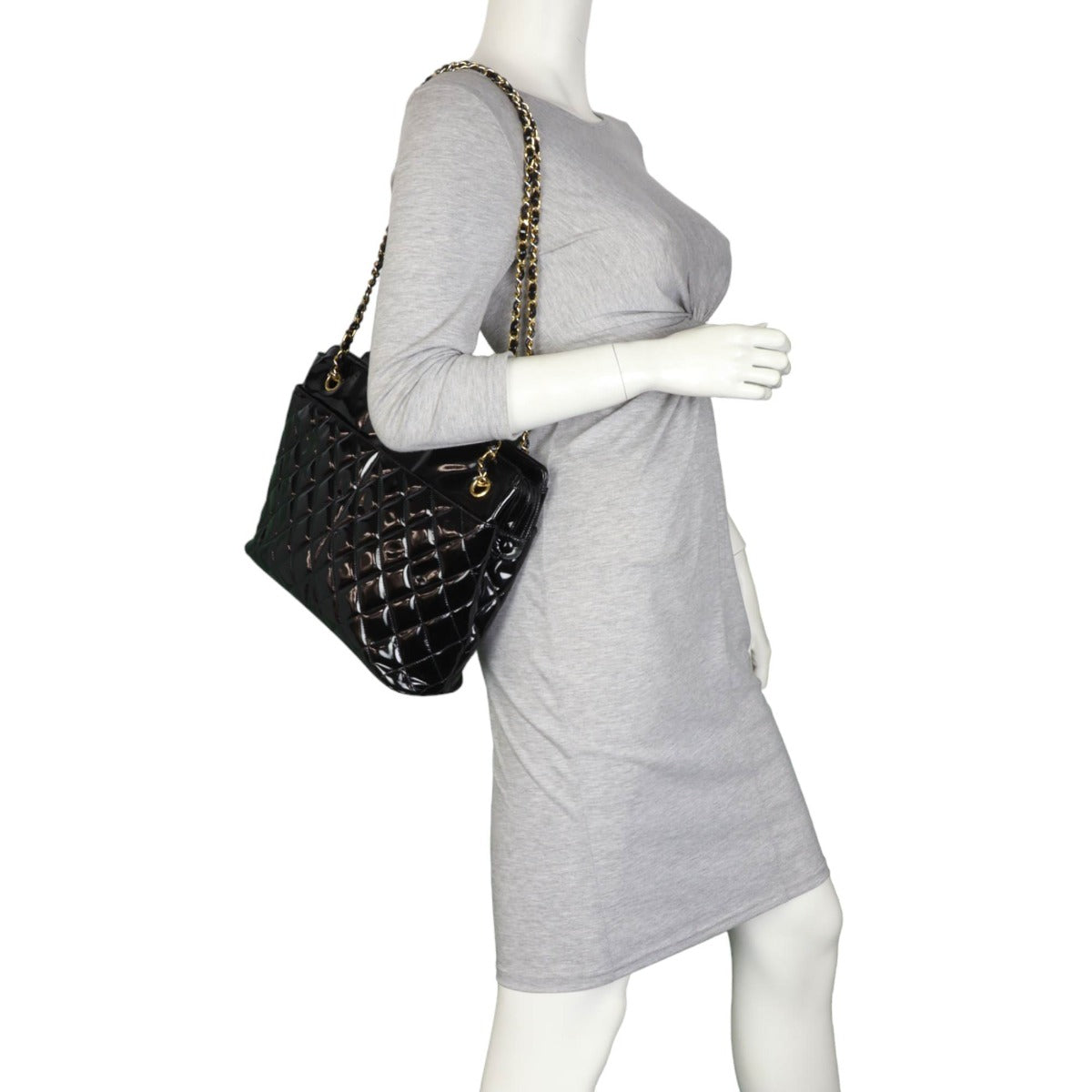 Chanel Vintage CC Quilted Tote Patent