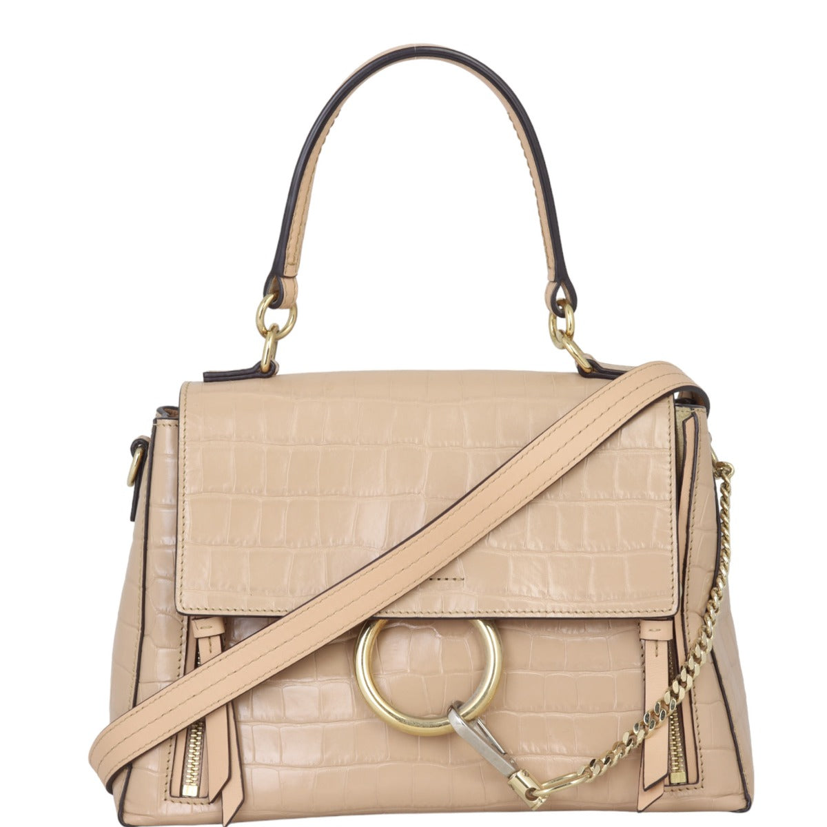 Chloe Faye Day Bag Medium Croc-Embossed