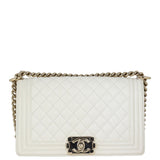 Chanel Boy Old Medium | White Caviar