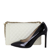 Chanel Boy Old Medium | White Caviar