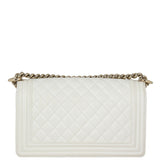 Chanel Boy Old Medium | White Caviar