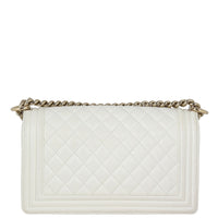 Chanel Boy Old Medium | White Caviar