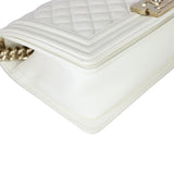 Chanel Boy Old Medium | White Caviar