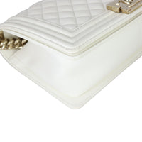Chanel Boy Old Medium | White Caviar