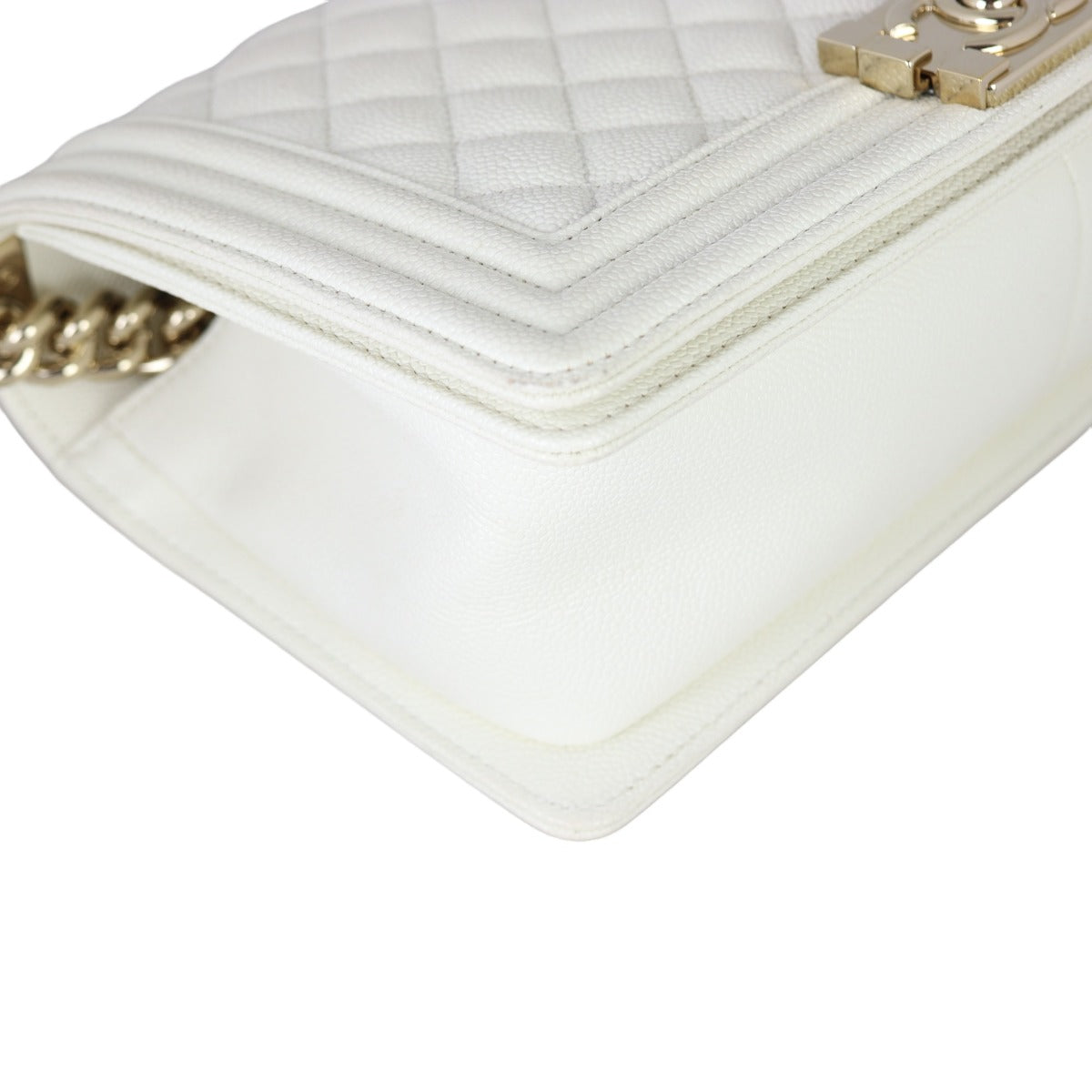 Chanel Boy Old Medium | White Caviar