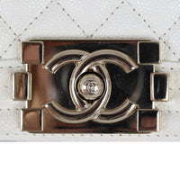 Chanel Boy Old Medium | White Caviar