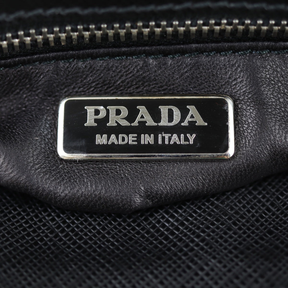 Prada Saffiano Tessuto Chain Shoulder Bag Made In Stamp