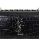 Saint Laurent Sunset Chain Wallet Croc-Embossed