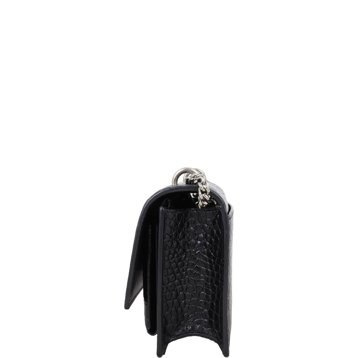 Saint Laurent Sunset Chain Wallet Croc-Embossed