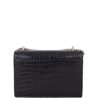 Saint Laurent Sunset Chain Wallet Croc-Embossed
