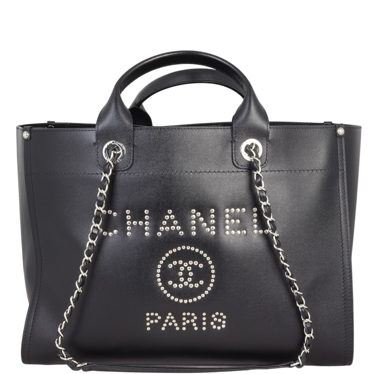 Chanel Deauville Studded Leather Tote Large