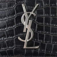 Saint Laurent Sunset Medium Croc-Embossed Hardware
