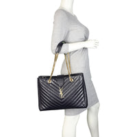 Saint Laurent Chevron Shopping Tote