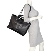 Chanel Deauville Studded Leather Tote Large