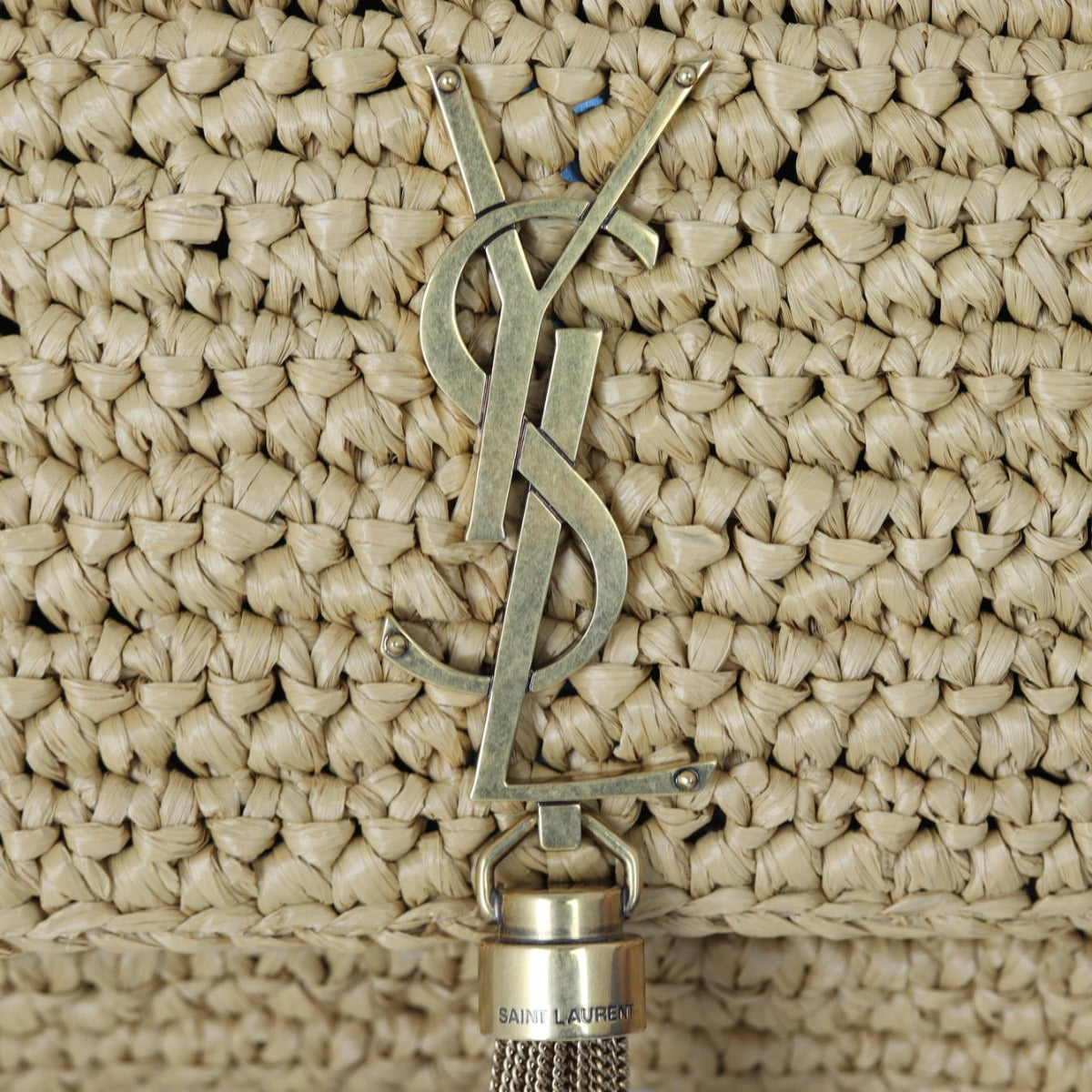 Saint Laurent Kate 99 Tassel Chain Bag Raffia Hardware