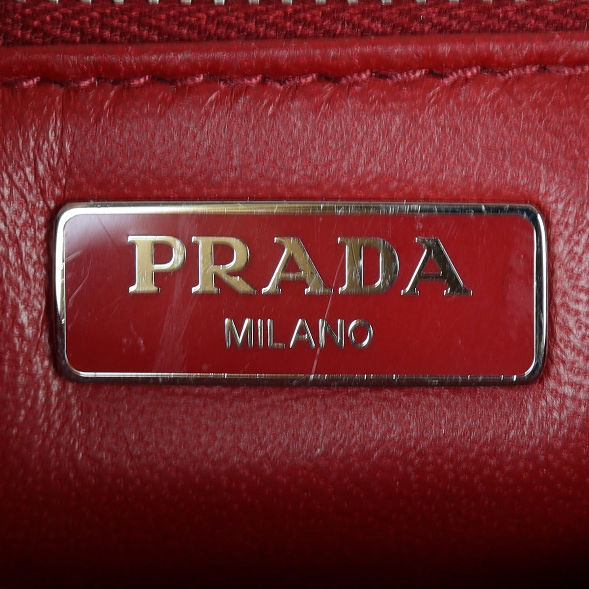 Prada Leopard Pony Hair Chain Flap Bag Interior Stamp