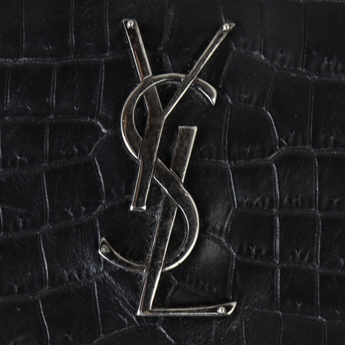 Saint Laurent West Hollywood Medium Croc-Embossed Hardware