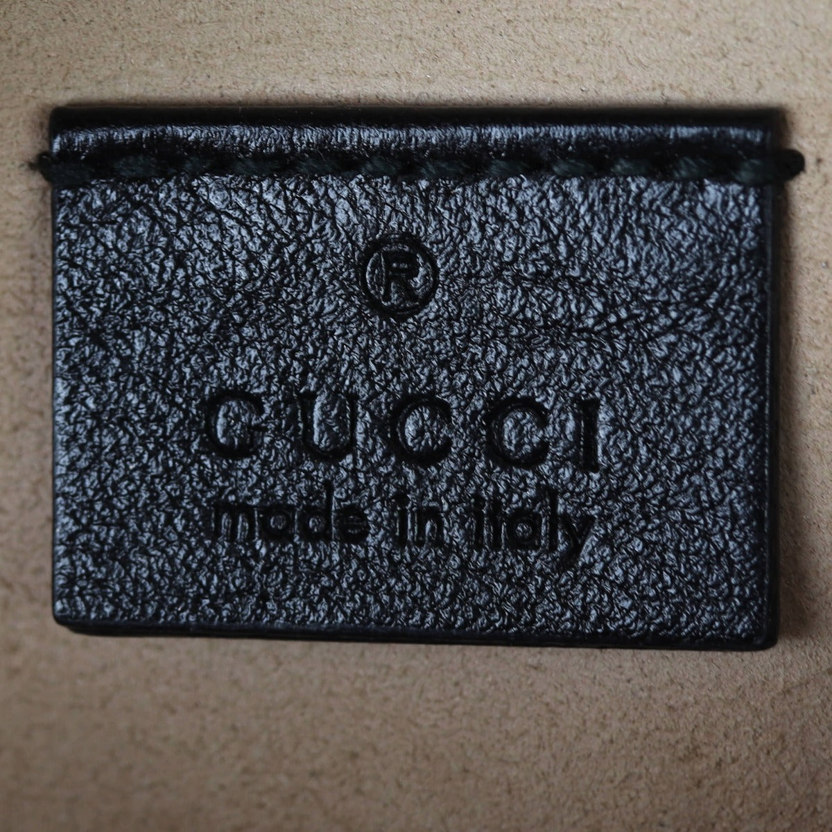 Gucci GG Marmont Round Chain Shoulder Bag Interior Stamp