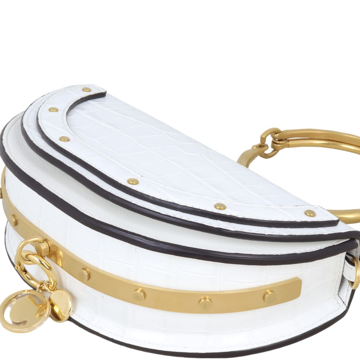 Chloe Nile Minaudiere Bracelet Bag Croc-Embossed