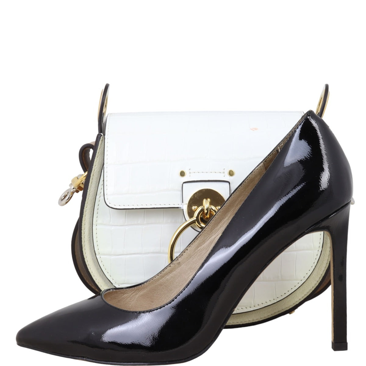 Chloe Tess Small Croc-Embossed