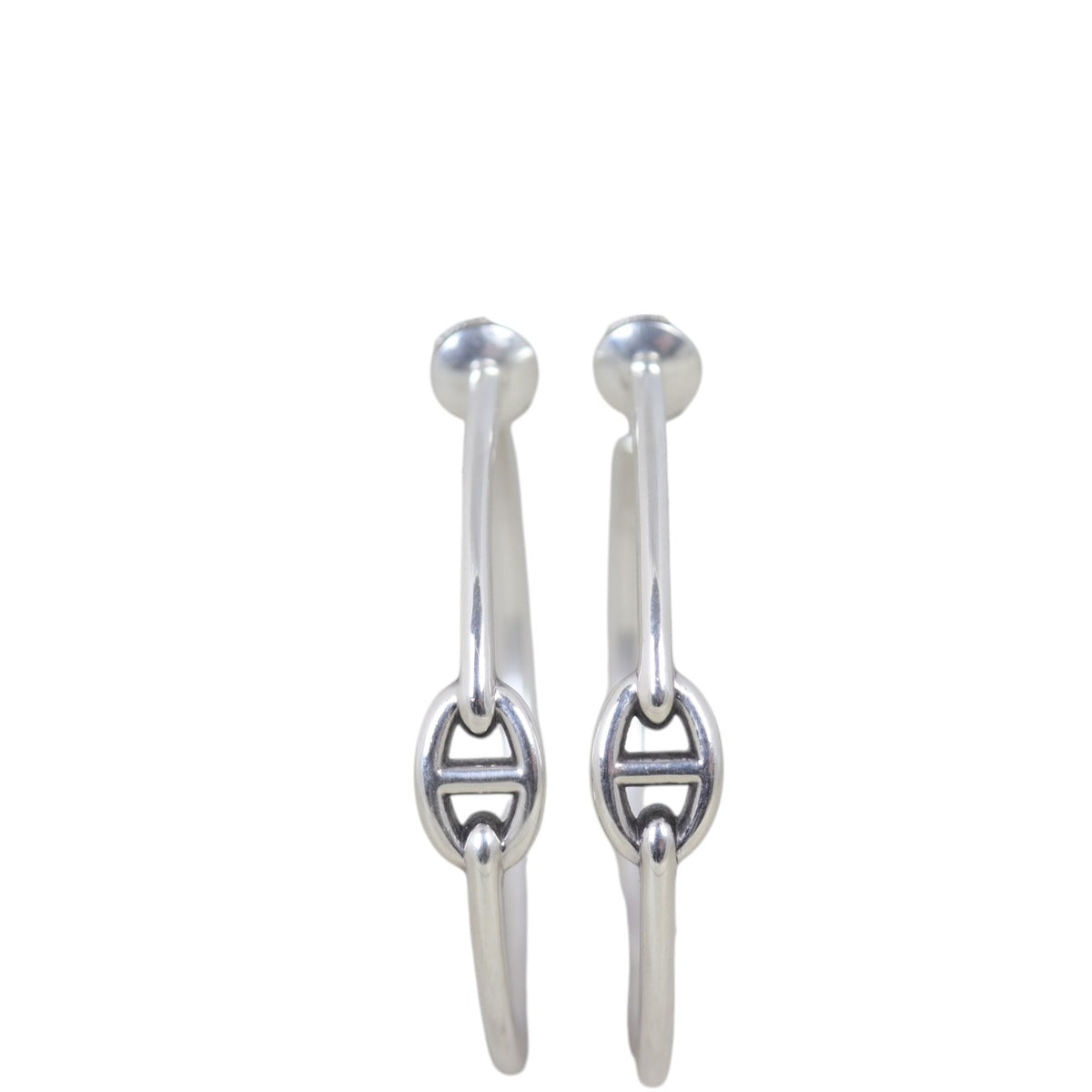 Hermes Chaine d'Ancre Enchainee Sterling Silver Hoop Earrings
