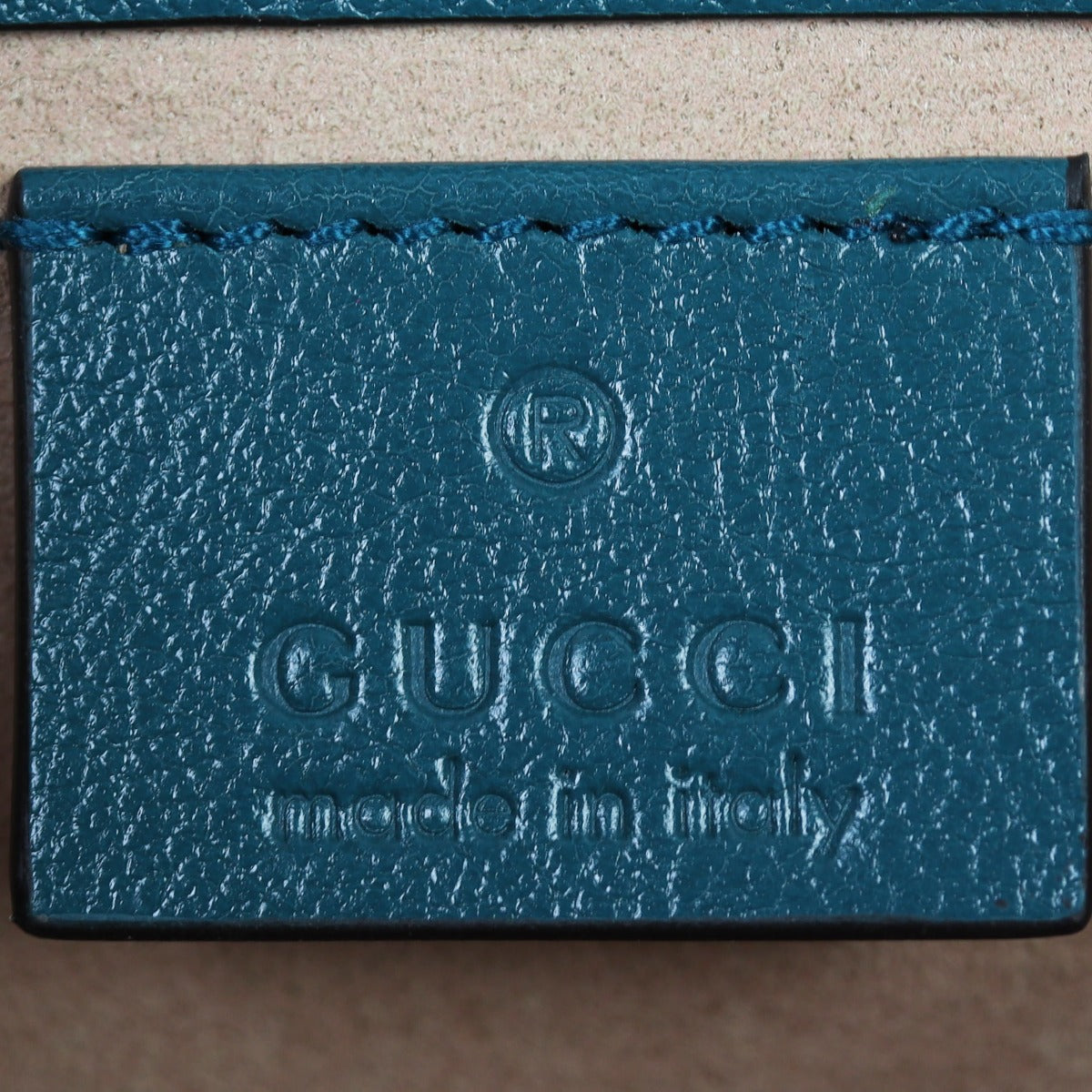 Gucci GG Marmont Matelasse Super Mini Shoulder Bag Interior Stamp