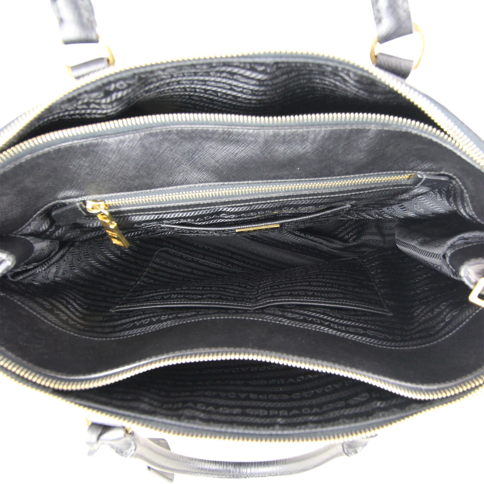 Prada Saffiano Lux Double-zip Tote Large Interior