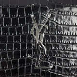 Saint Laurent Sunset Medium Croc-Embossed