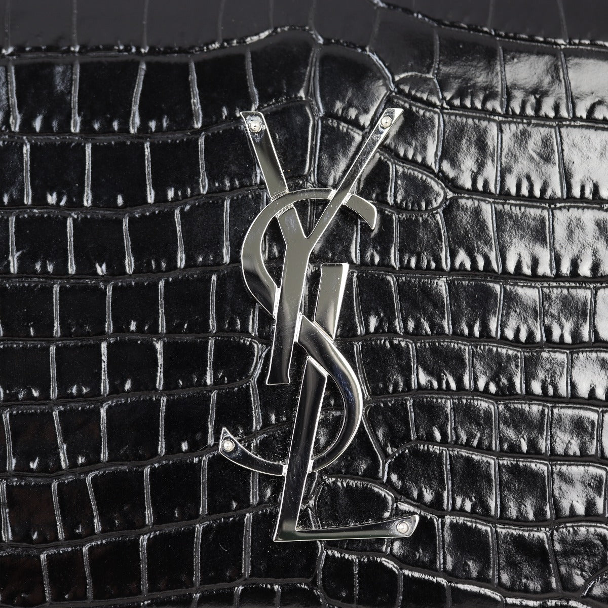 Saint Laurent Sunset Medium Croc-Embossed