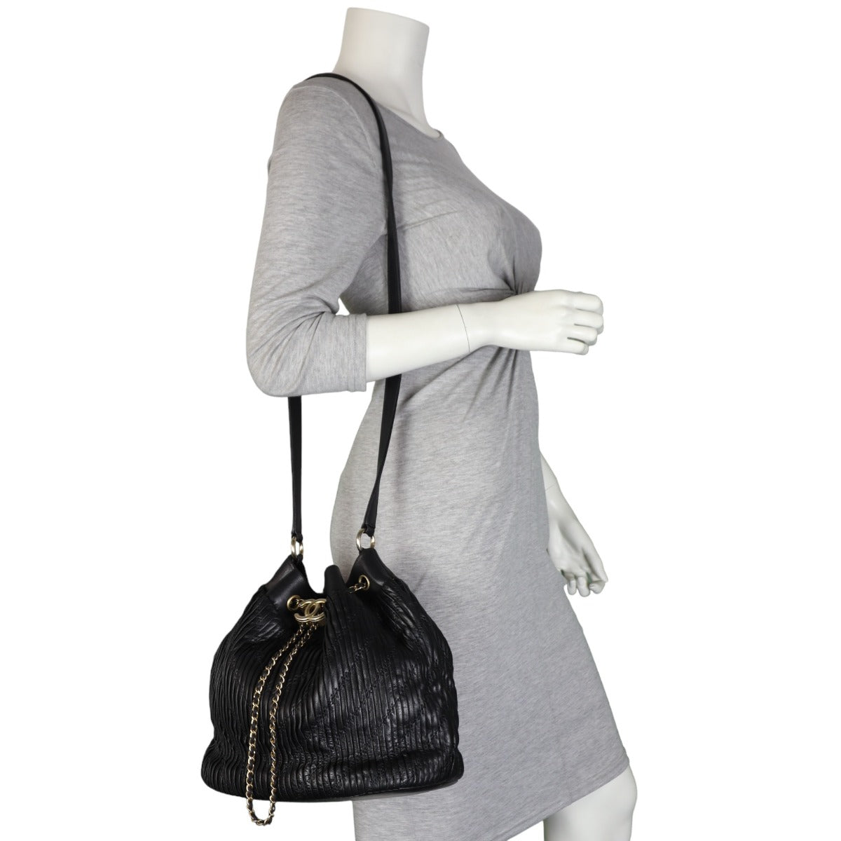 Chanel Coco Pleats Bucket Bag Medium