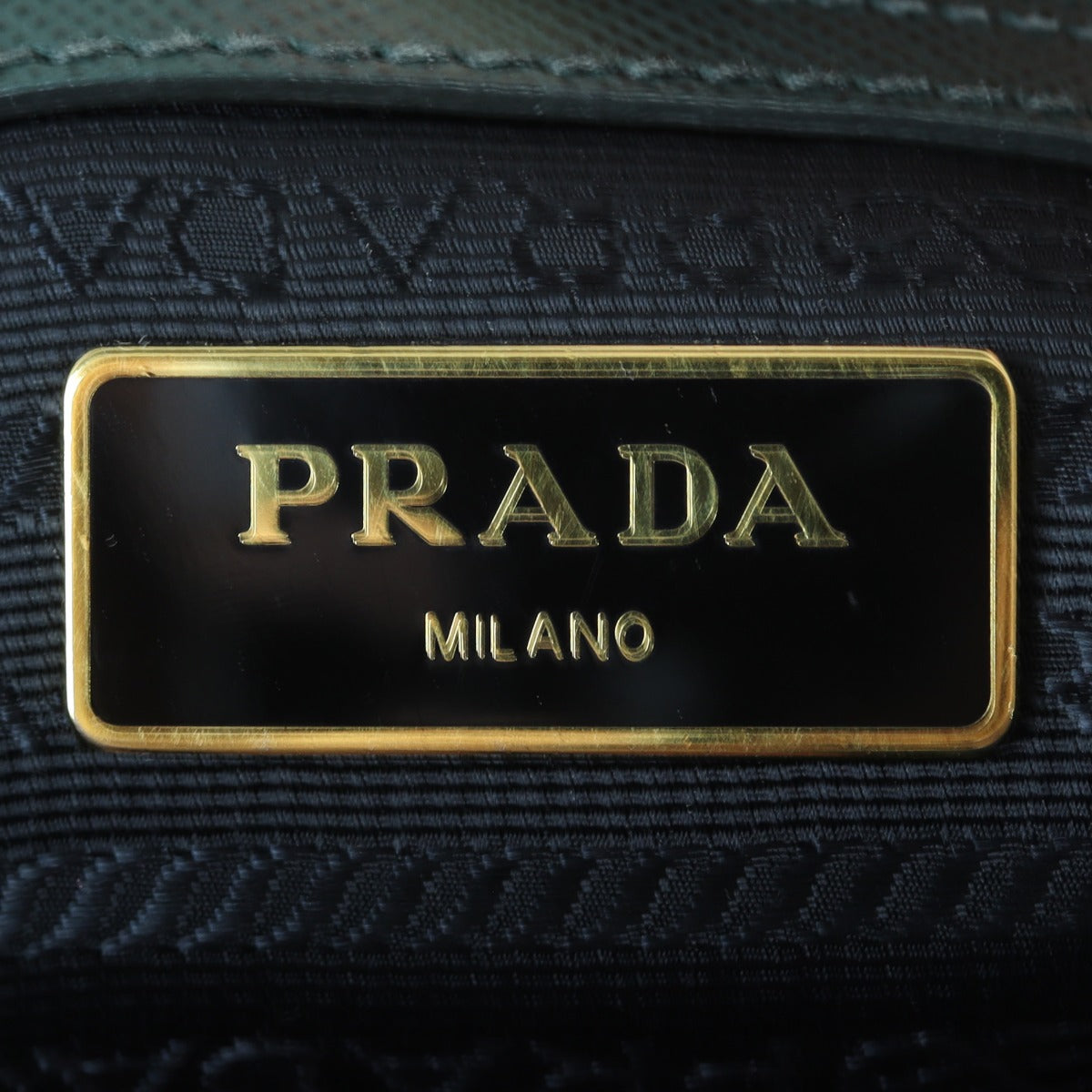 Prada Saffiano Lux Galleria Double Zip Tote Small Interior Stamp
