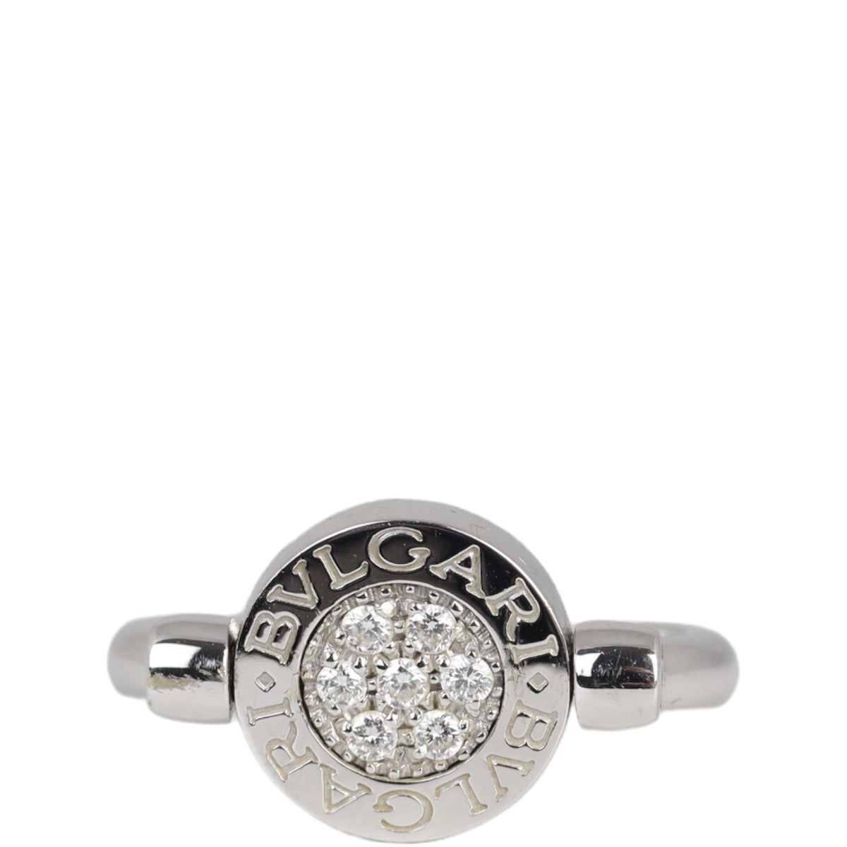 Bvlgari Flip 18k White Gold Onyx and Diamond Ring