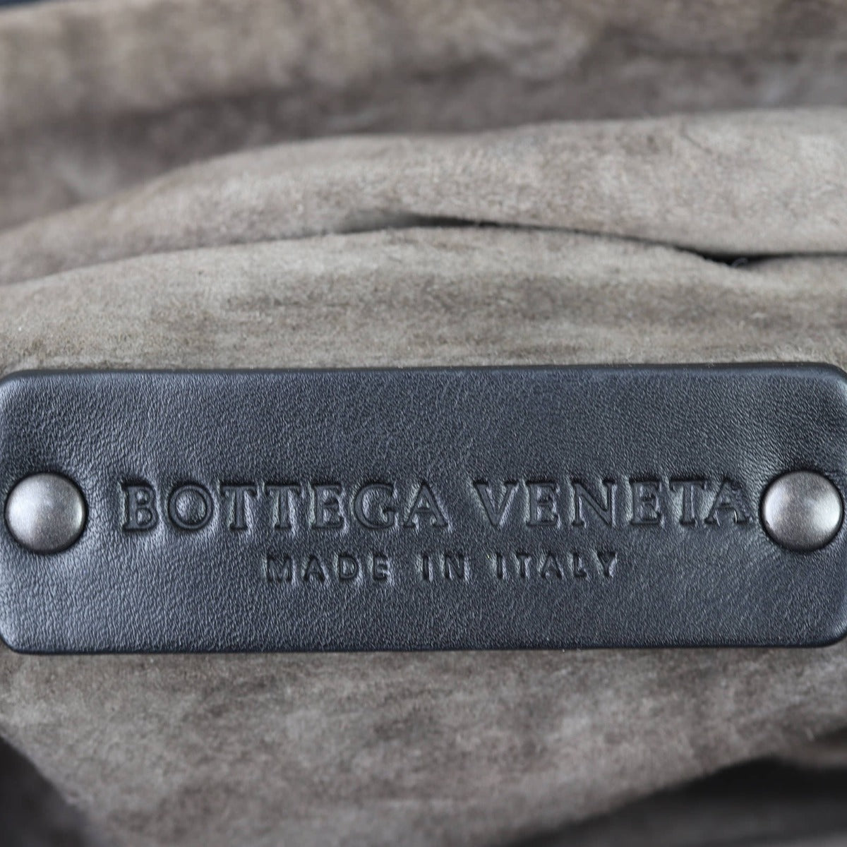 Bottega Veneta Ruched Tote Bag (black) Interior Stamp