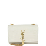 Saint Laurent Kate Tassel Chain Bag Small Croc-Embossed