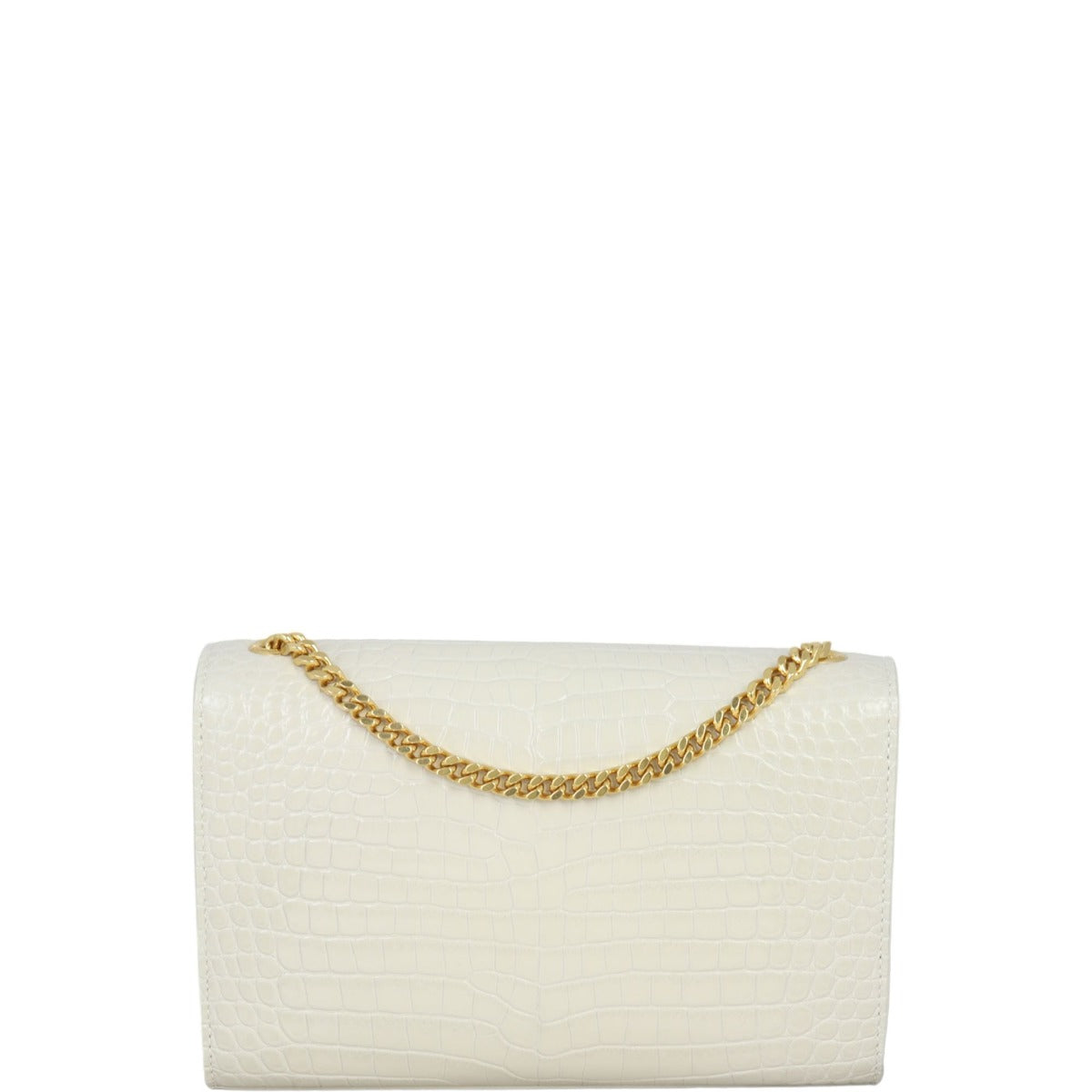 Saint Laurent Kate Tassel Chain Bag Small Croc-Embossed