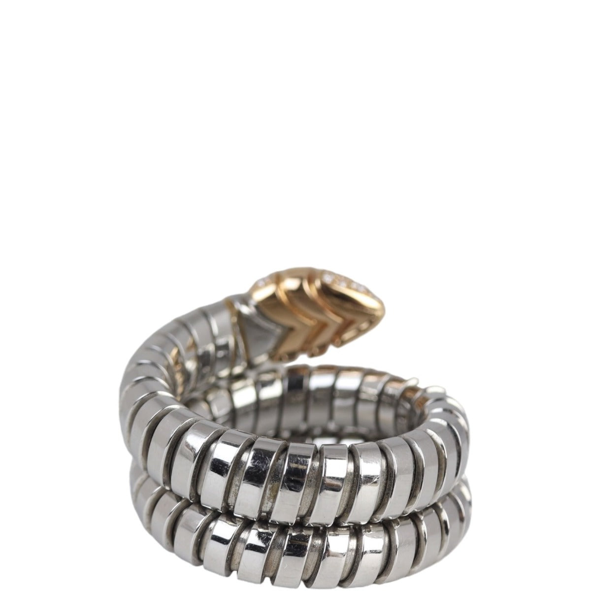 Bvlgari Serpenti Tubogas Spiral Steel 18k Rose Gold Diamond Ring