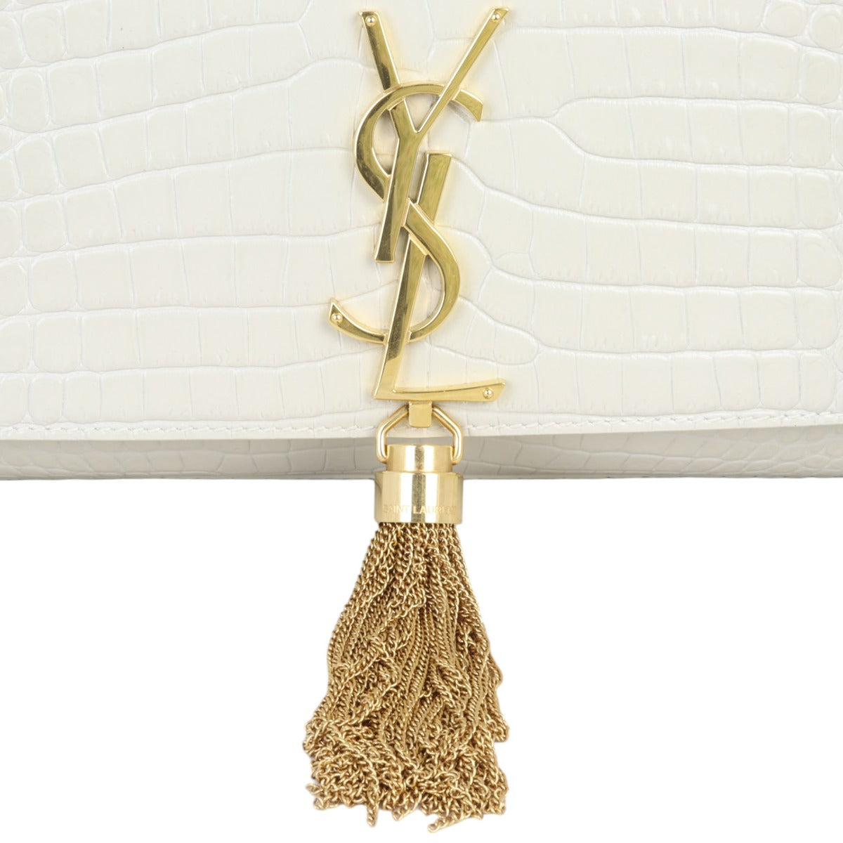 Saint Laurent Kate Tassel Chain Bag Small Croc-Embossed