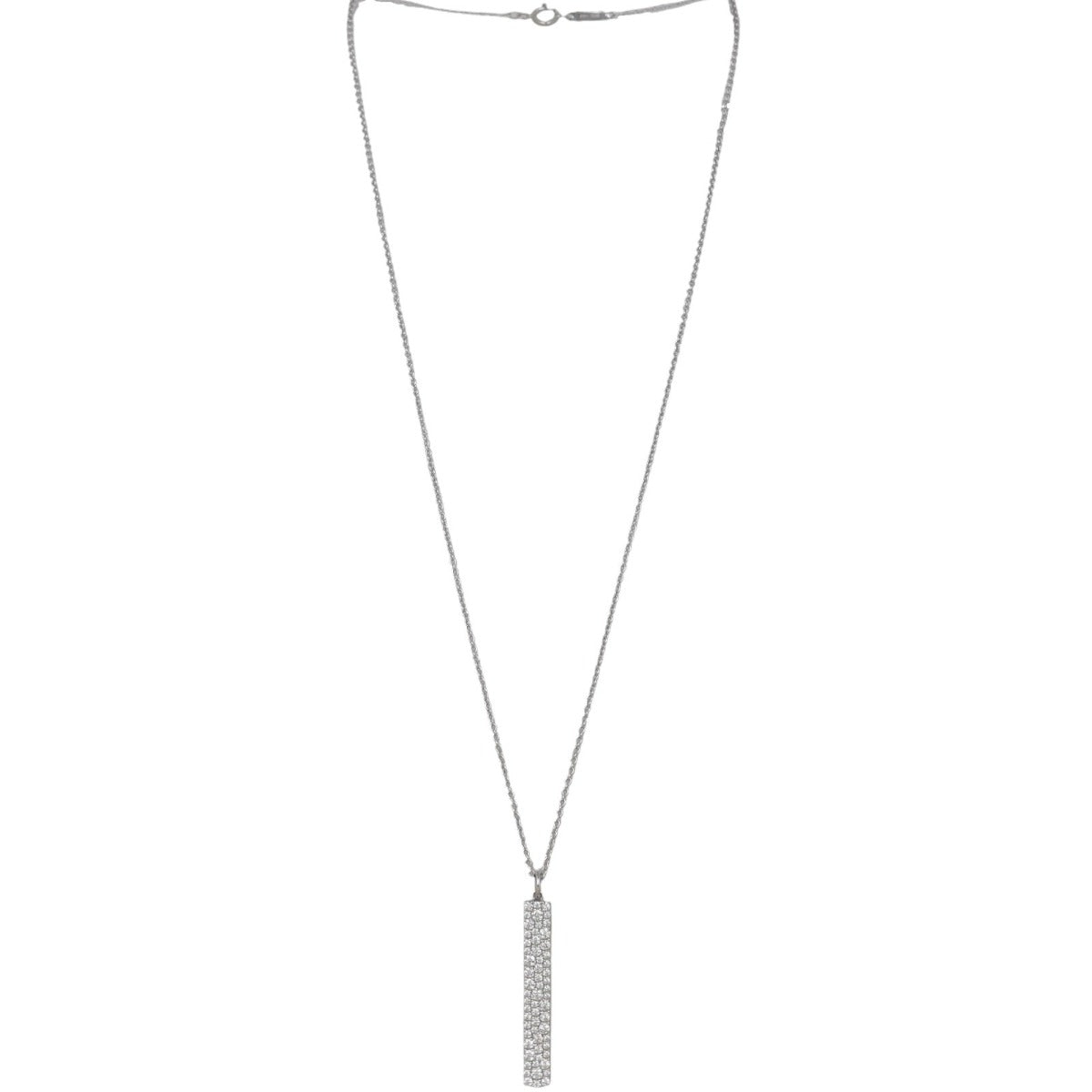 Tiffany & Co Metro Narrow Bar 18k White Gold Diamond Necklace