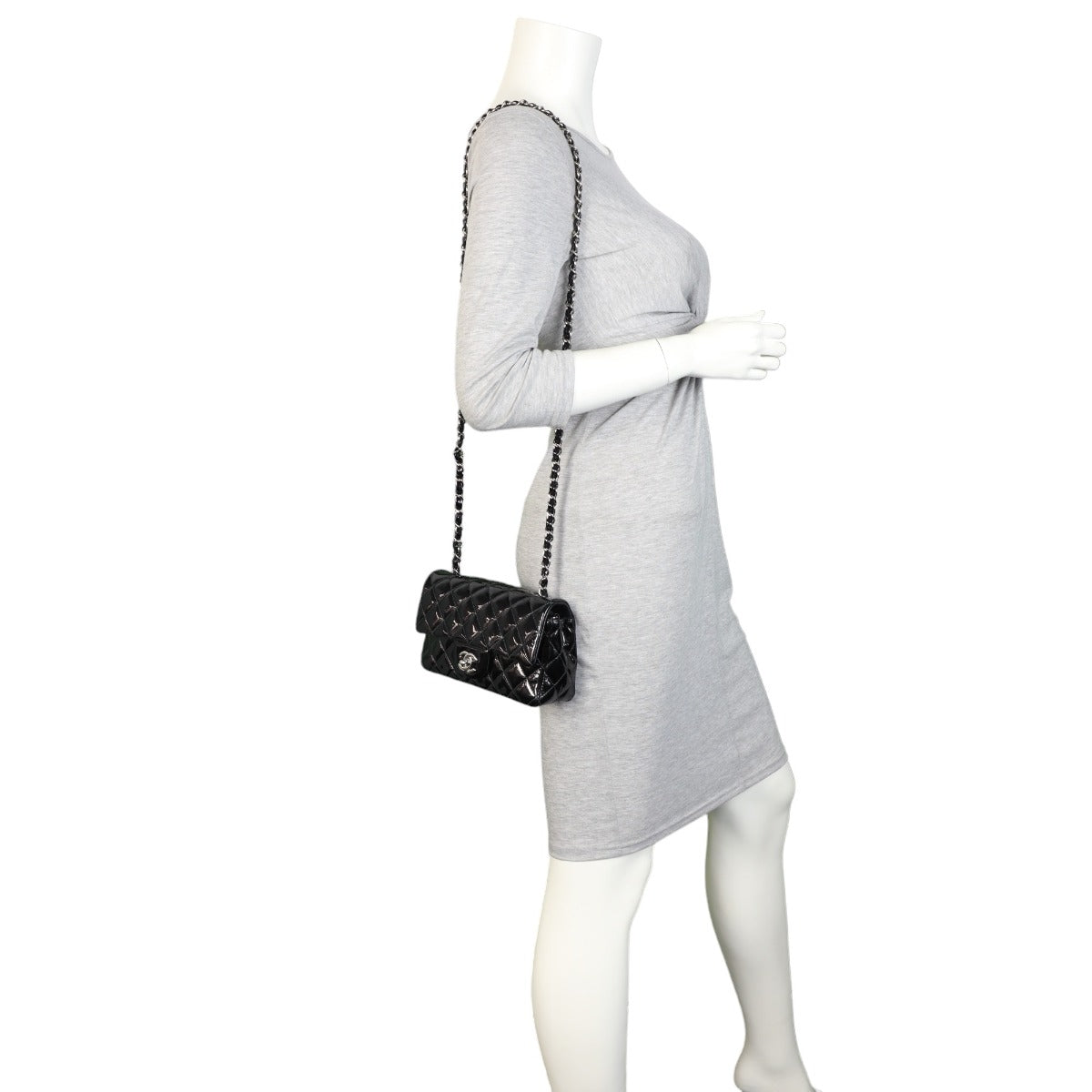 Chanel Classic Flap Mini Rectangular Bag Patent | Black