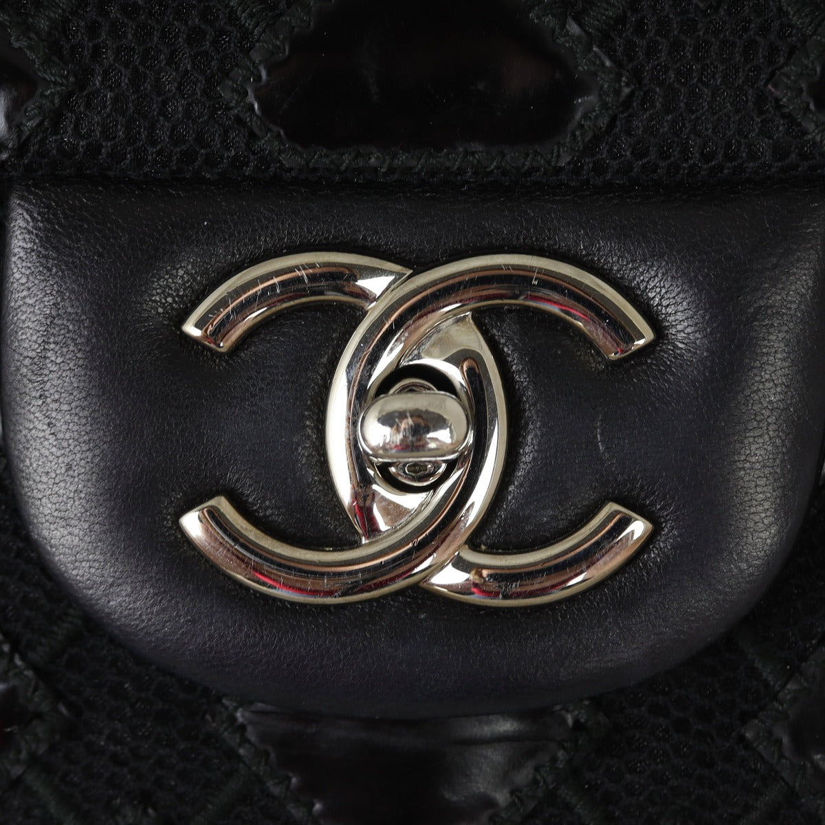 Chanel Classic Single Flap Jumbo Mesh Patent Hardware