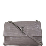 Saint Laurent West Hollywood Croc-Embossed Medium